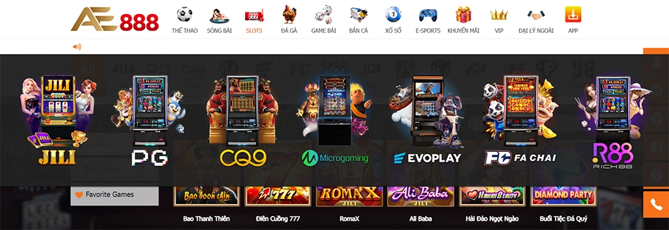 Giao diện sảnh nổ hũ AE888 với hệ thống jackpot nhiều tầng Mini, Minor, Major và Grand