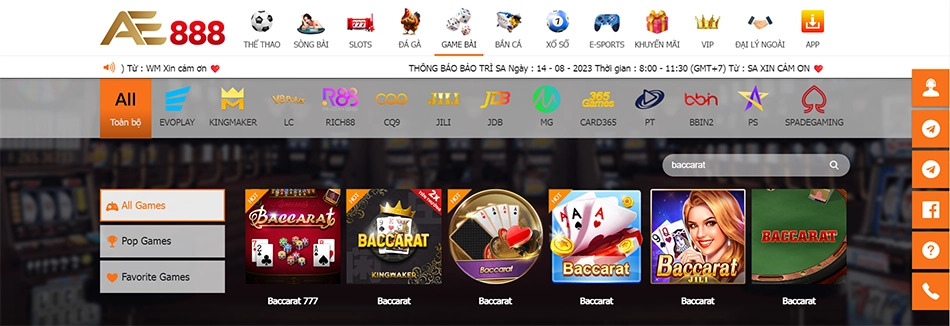 Lý do nên chơi baccarat tại AE888