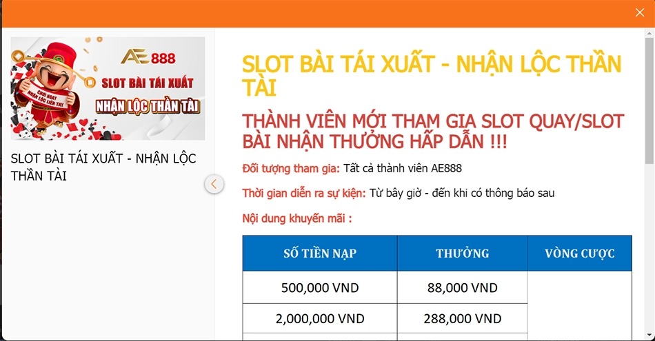 Thành viên mới tham gia nhận ngay 100% thưởng nạp đầu Slot lên đến 6888K