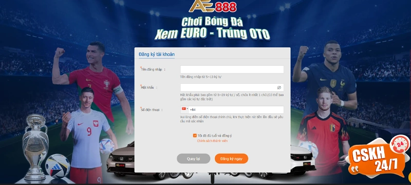 Hướng dẫn đăng ký tài khoản AE888